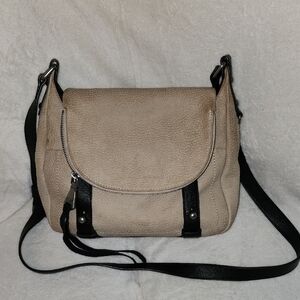Aimee Kestenberg Sidekick Double Entry Beige and Black Women's Crossbody Bag